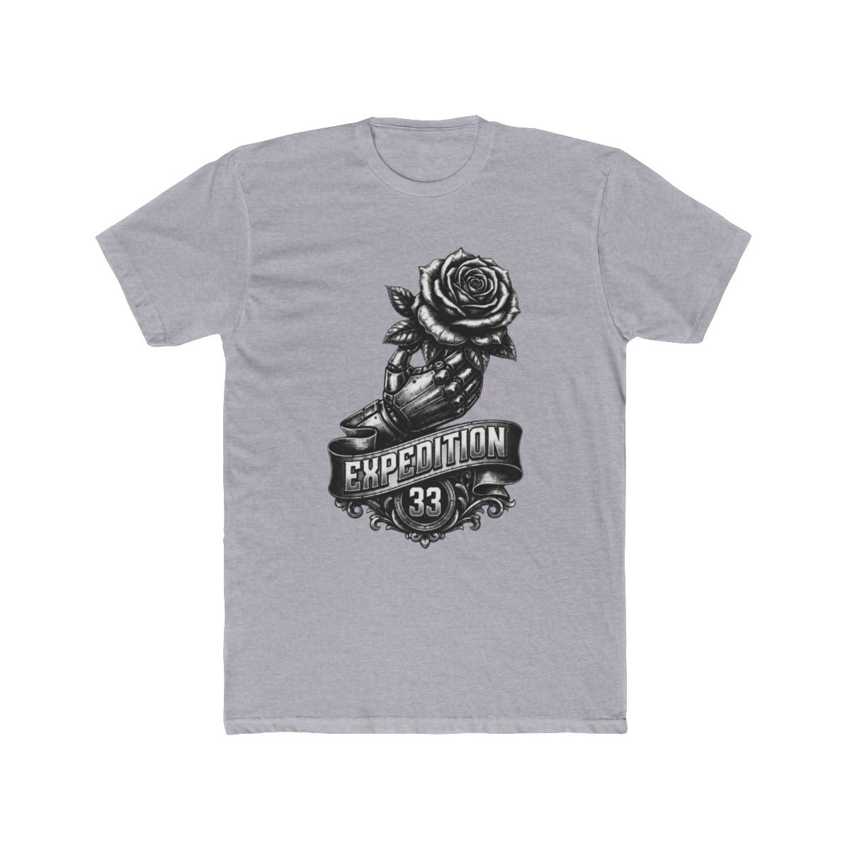 Expedition 33 Robotic Hand Rose T Shirt | Clair Obscur: Expedition 33 - alternate angle 5, merchandise